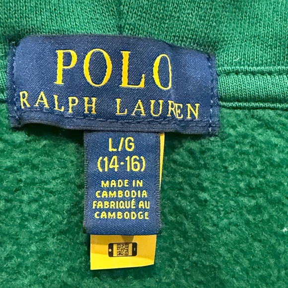Polo by Ralph Lauren Kids Green Hoodie with Yellow Logo - Picture 2 of 6